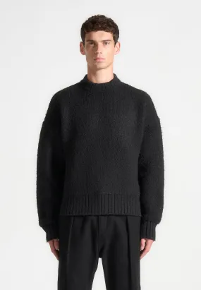 Brushed Wool Knit Jumper - Black