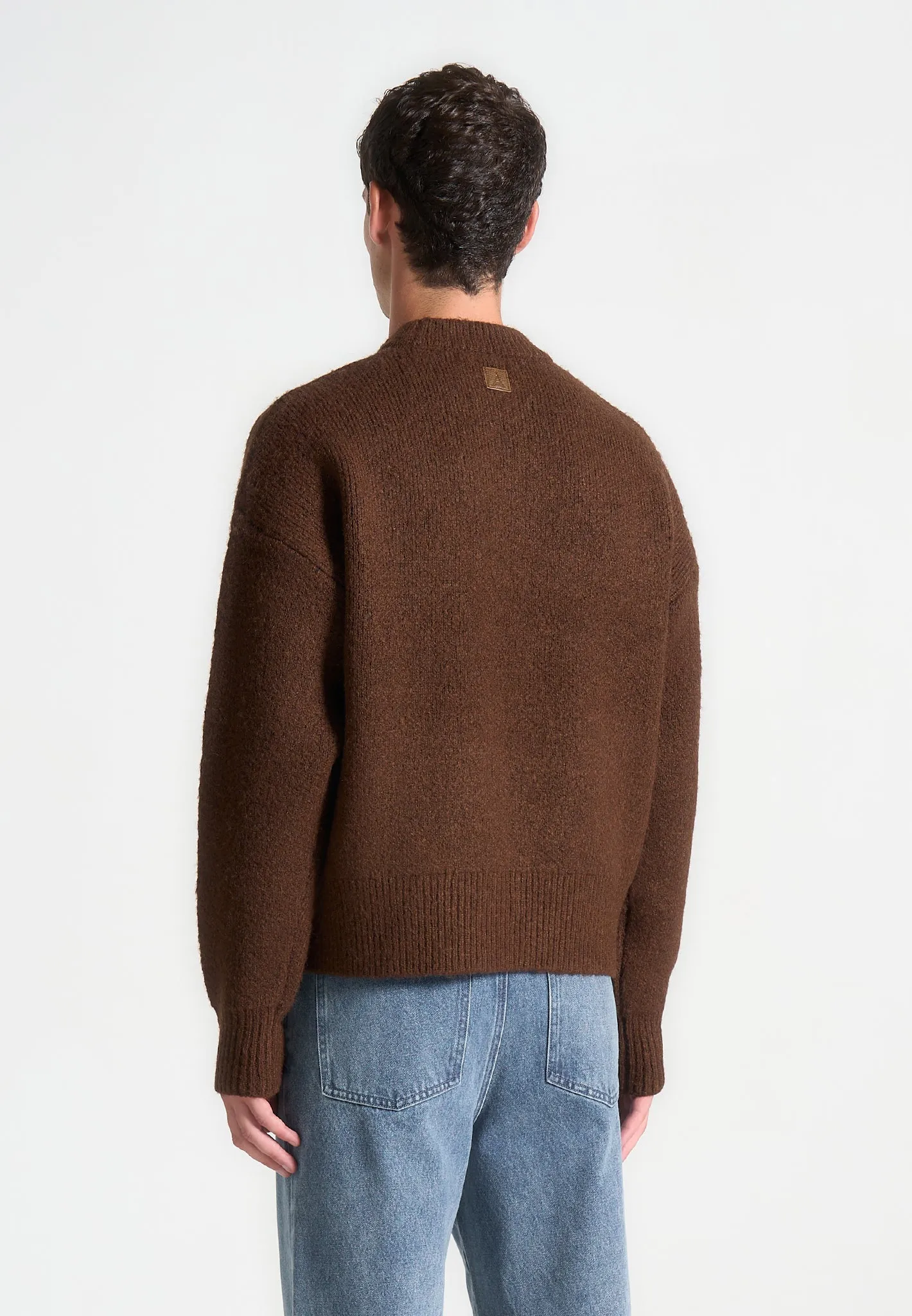 Brushed Wool Knit Jumper - Brown