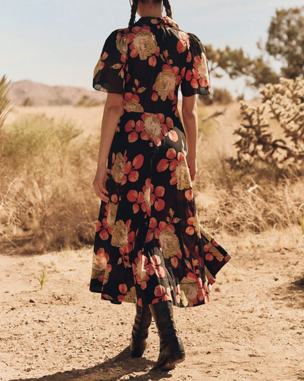 Cabbage Rose Print Bridge Dress