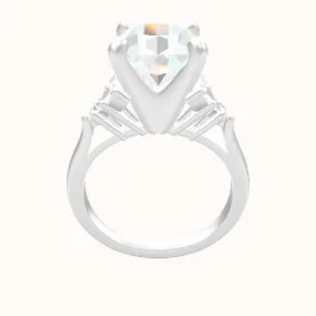 Cathedral Band with Marquise & Round Sidestones Engagement Ring With Classic Four Prong Head