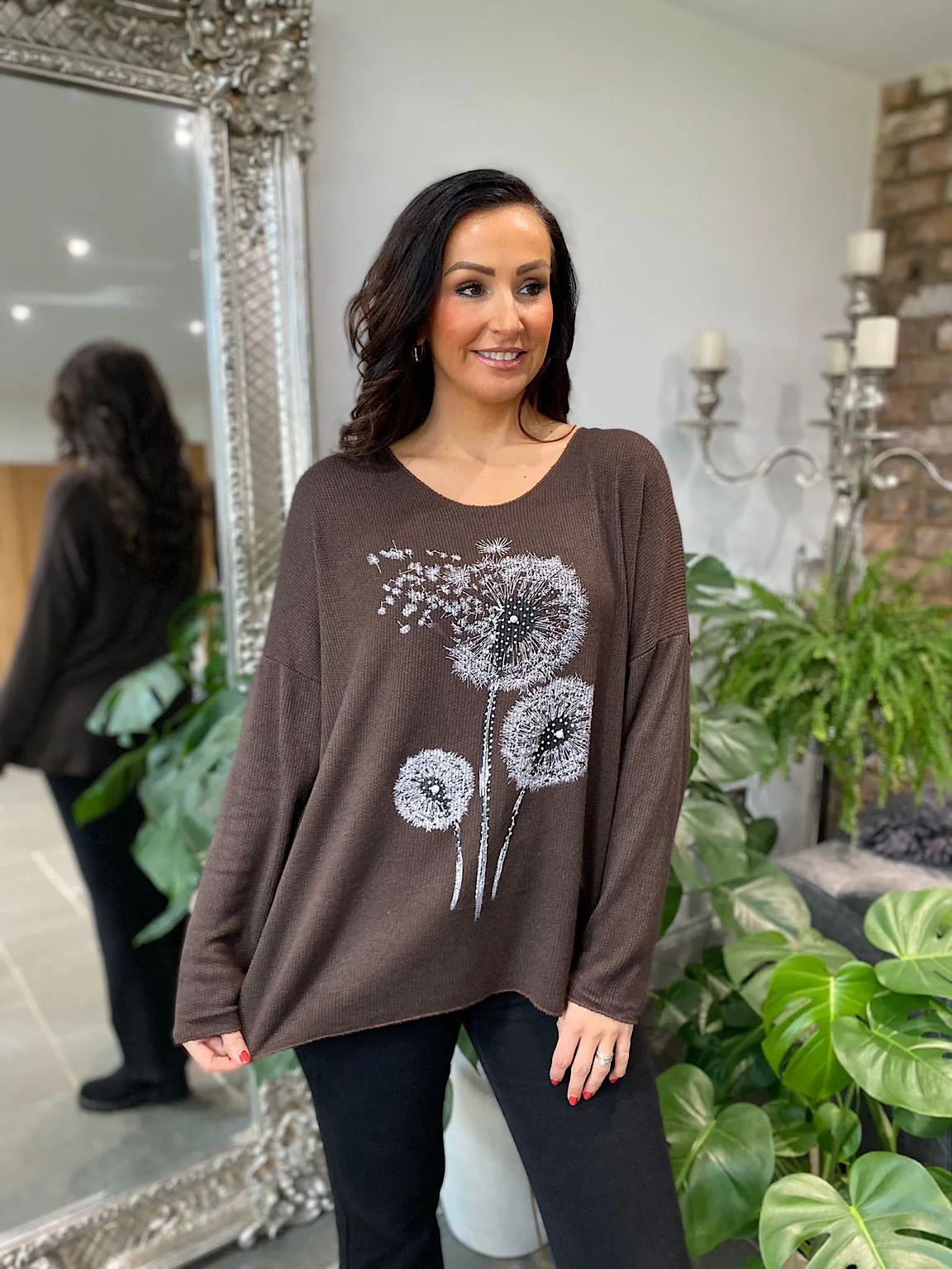 Chocolate Dandelion Knit Top Bella