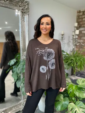 Chocolate Dandelion Knit Top Bella