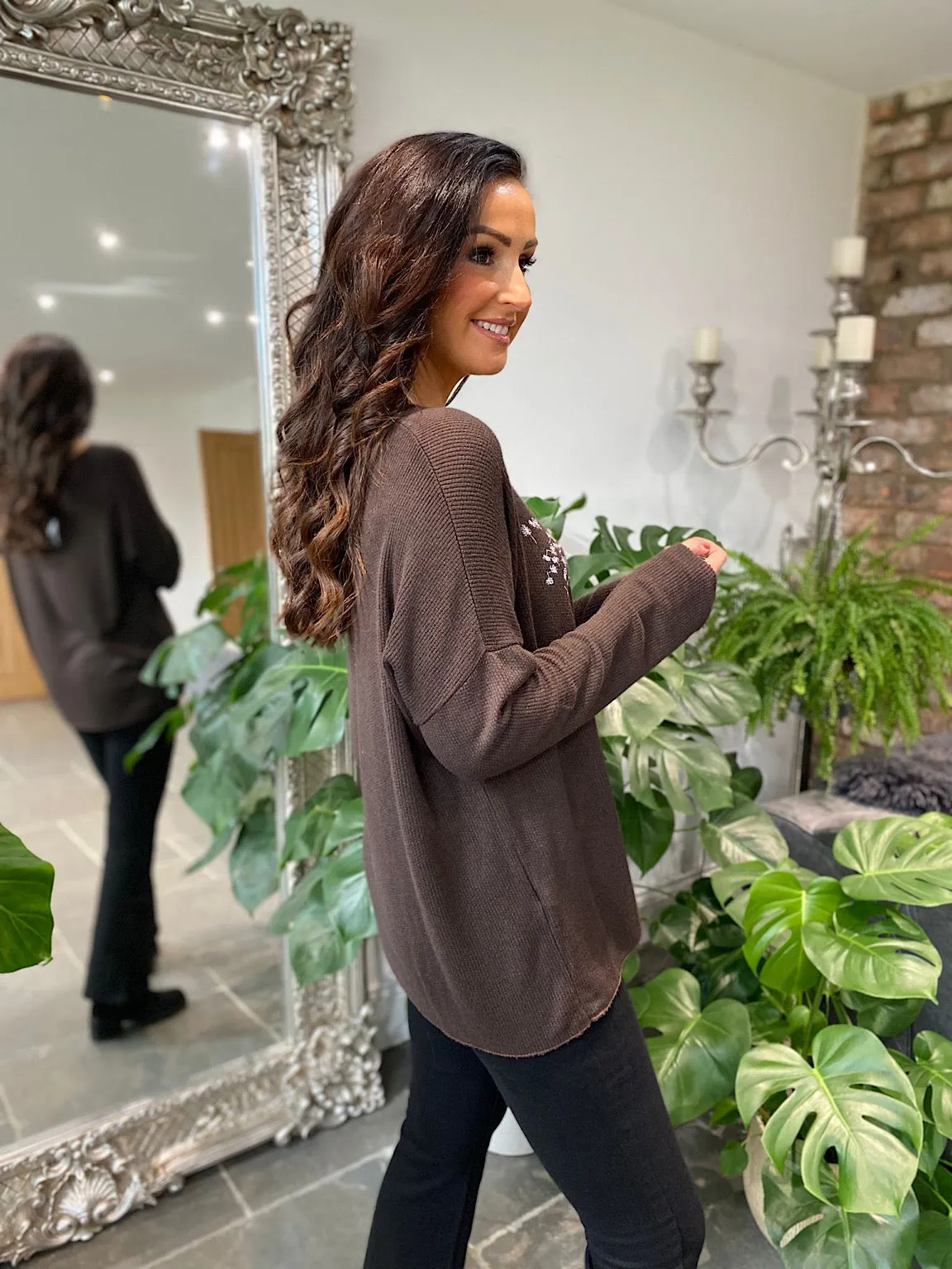 Chocolate Dandelion Knit Top Bella