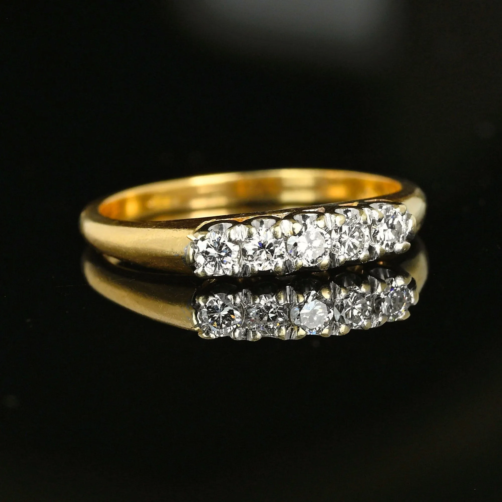 Classic 14K Gold Five Stone Diamond Ring Band