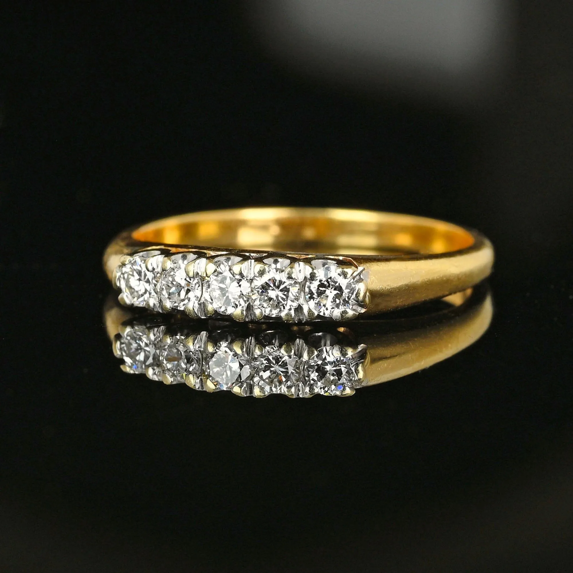 Classic 14K Gold Five Stone Diamond Ring Band