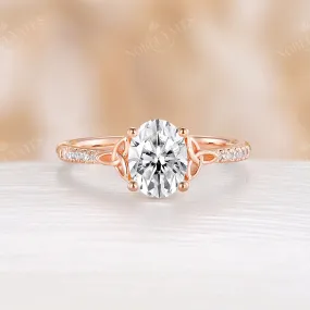 Classic Celtic Oval Cut Moissanite Engagement Ring Rose Gold