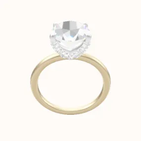 Classic Solitaire Engagement Ring With Double Pave V Prong Head