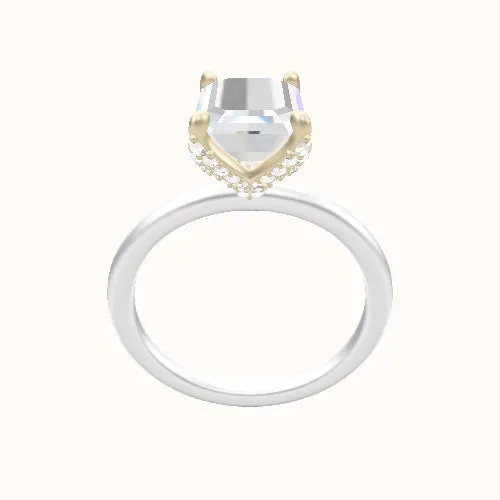 Classic Solitaire Engagement Ring With Pave Petal Four Prong Head