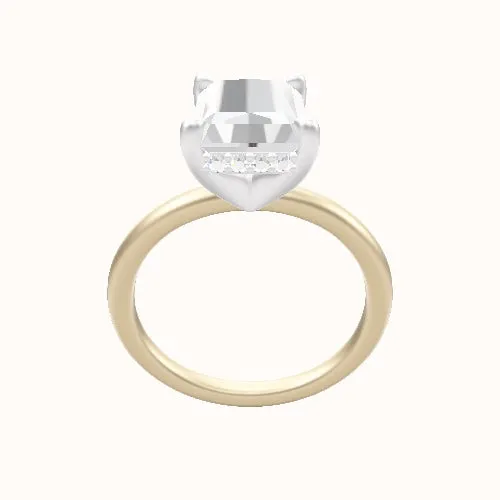 Classic Solitaire Engagement Ring With V Prong with Hidden Halo Head