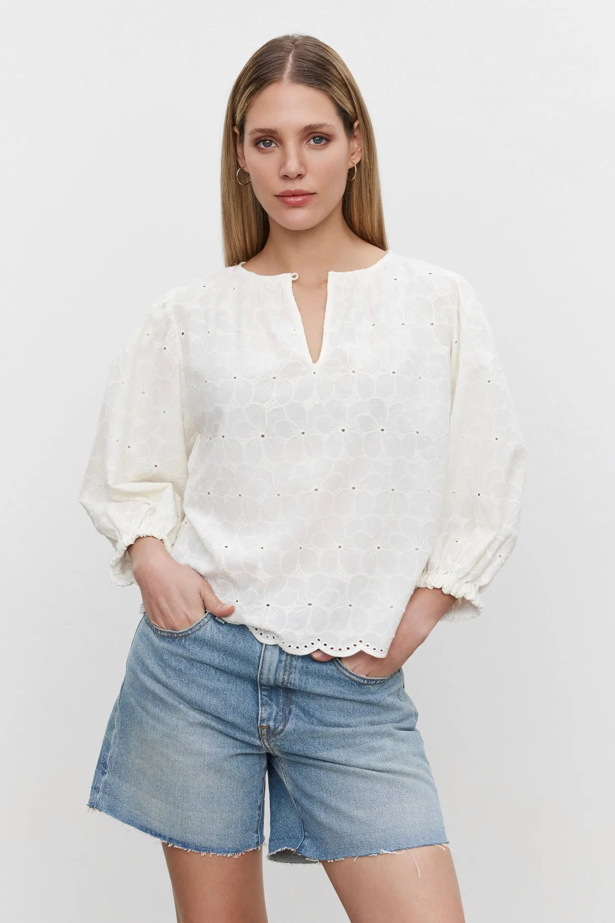 CORINA EMBROIDERED COTTON TOP