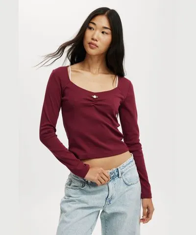 Cotton On Sarah Rosette Square Neck Long Sleeve