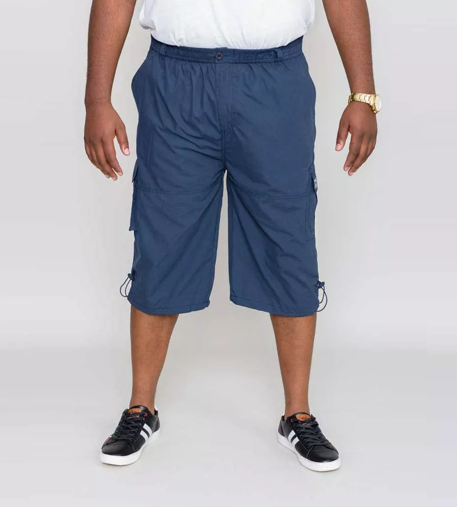 D555 Big Mens Navy Cargo Capri Pant With Leg Pockets (MASON NAVY)