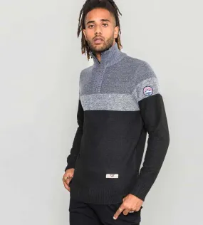 D555 Mens 1/4 Zip Jumper With Cut and Sew Panels (LEWISHAM)