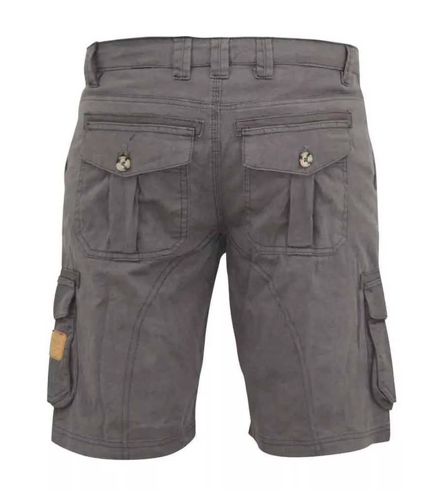 D555 Mens Grey Cotton Cargo Shorts (MELTON)