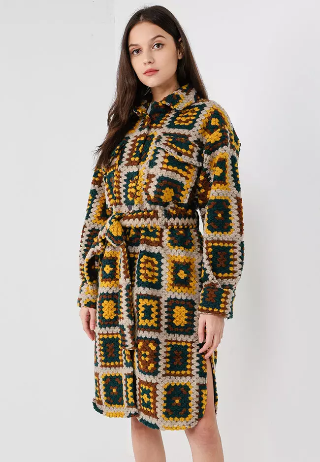 Desigual Crochet Effect Long Coat