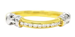 Diamond 18 Karat Two-Tone Gold Channel Band Vintage Ring