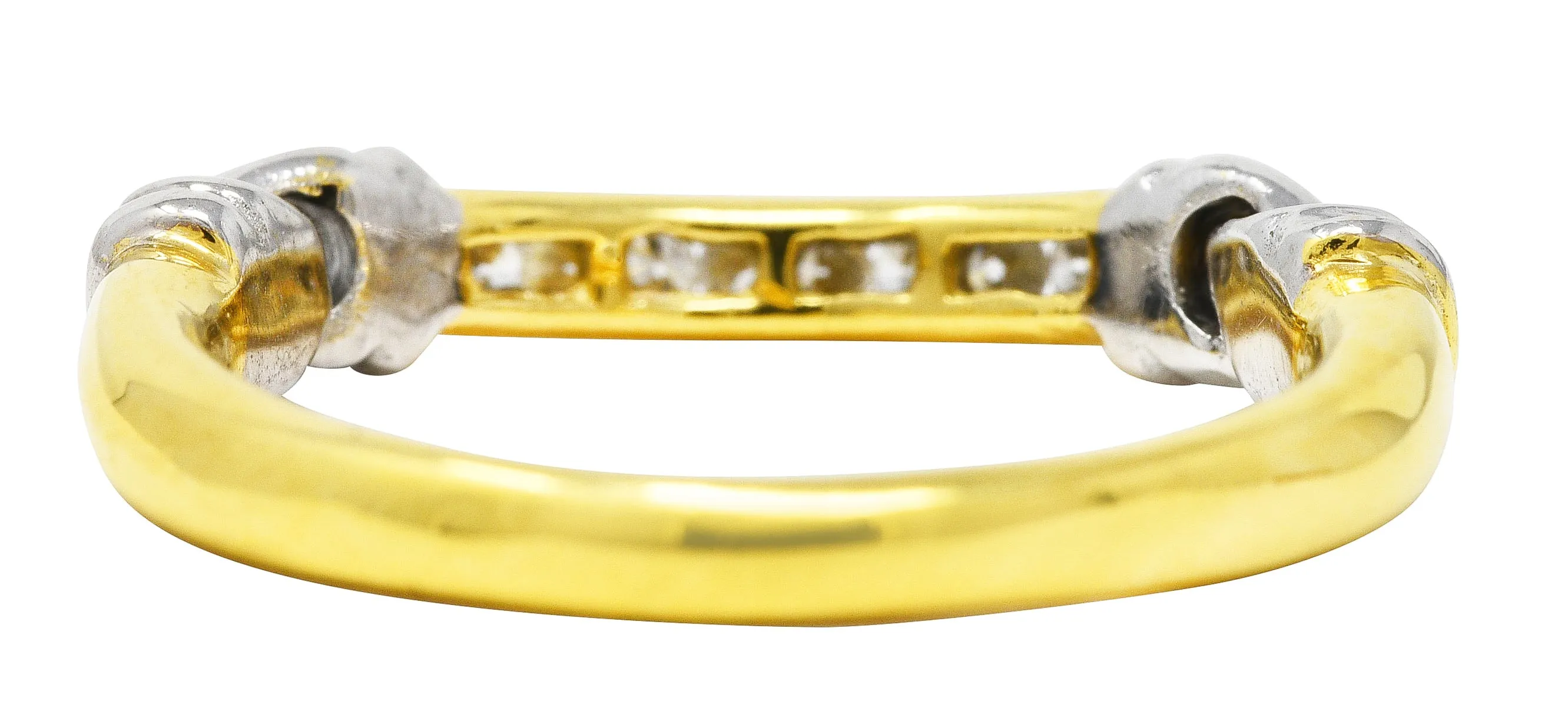 Diamond 18 Karat Two-Tone Gold Channel Band Vintage Ring