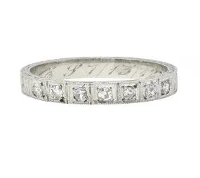 Early Art Deco Diamond Platinum Orange Blossom Vintage Wedding Band Ring