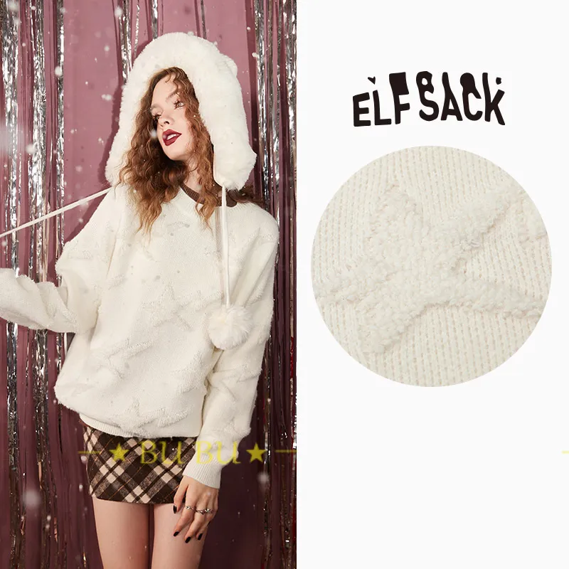 ELF SACK  |Crew Neck Star Casual Style Unisex Blended Fabrics