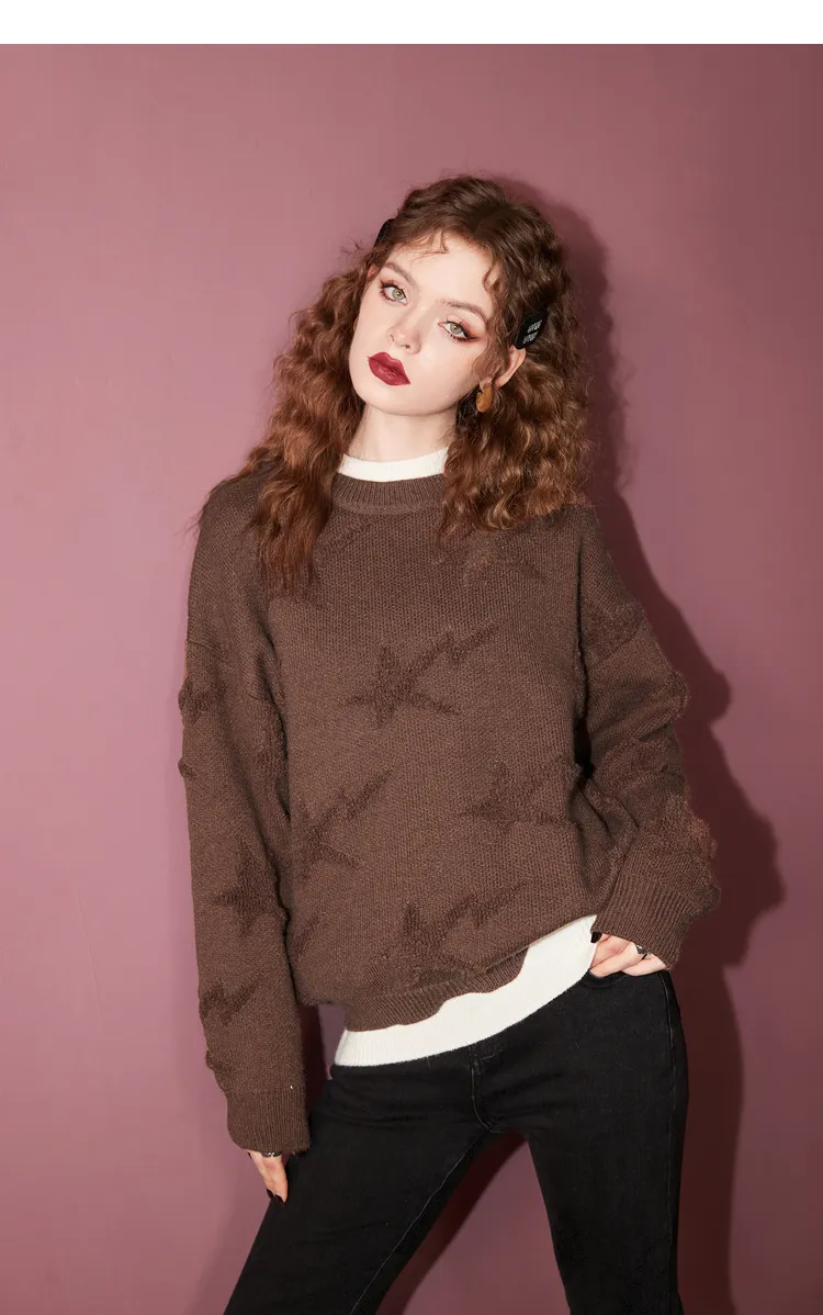 ELF SACK  |Crew Neck Star Casual Style Unisex Blended Fabrics