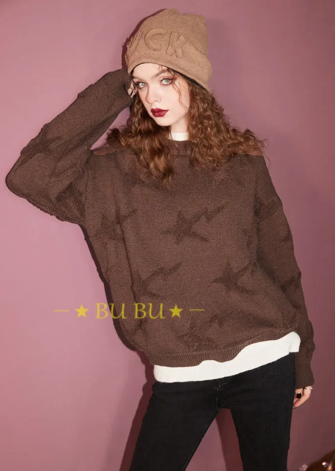 ELF SACK  |Crew Neck Star Casual Style Unisex Blended Fabrics