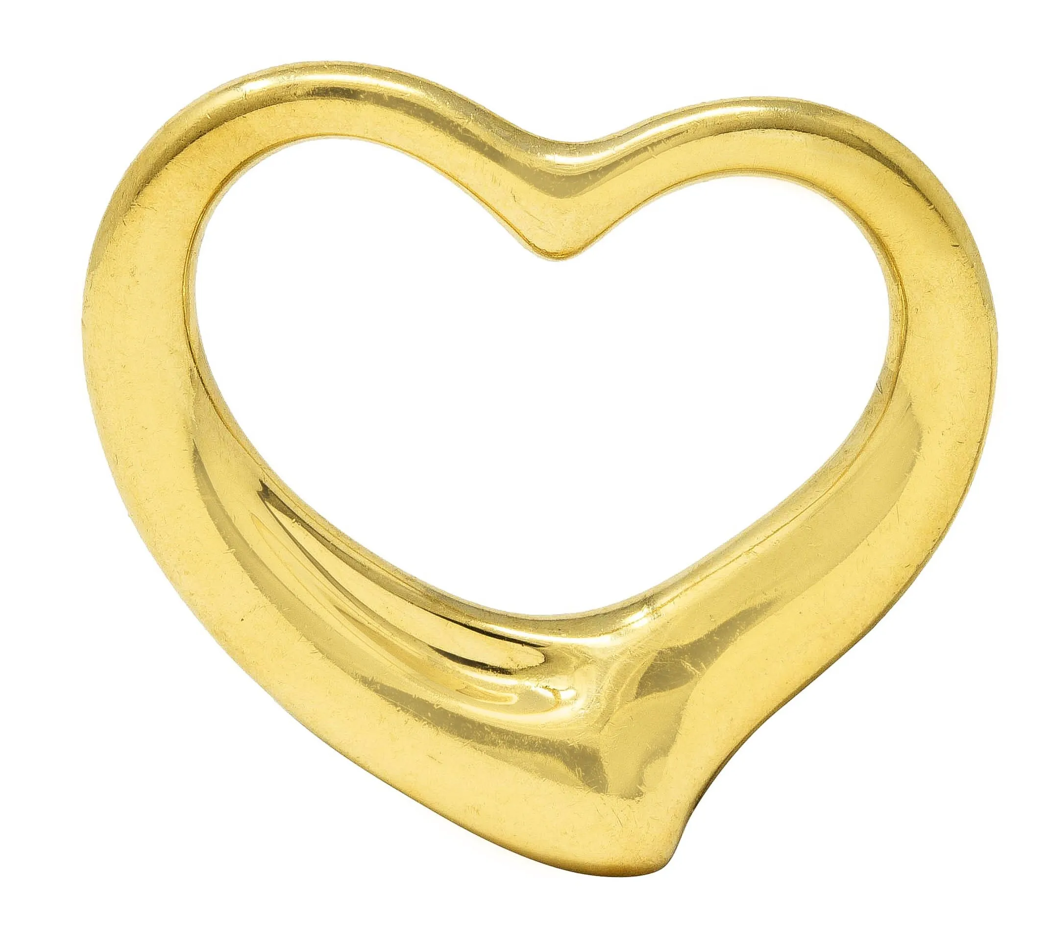 Elsa Peretti Tiffany & Co. Spain Vintage 18 Karat Yellow Gold Large Open Heart Pendant