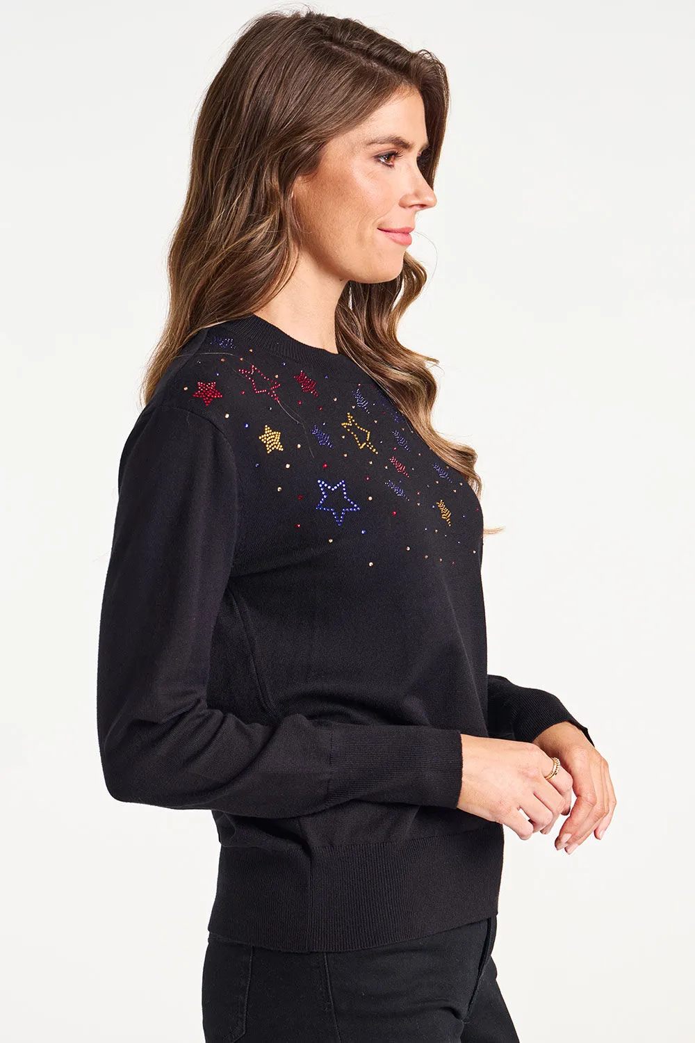 Embellished Star Neckline Jumper