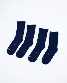 Everyday Crew Seamless Feel Socks 4 Pack (Kids) - Midnight Blue