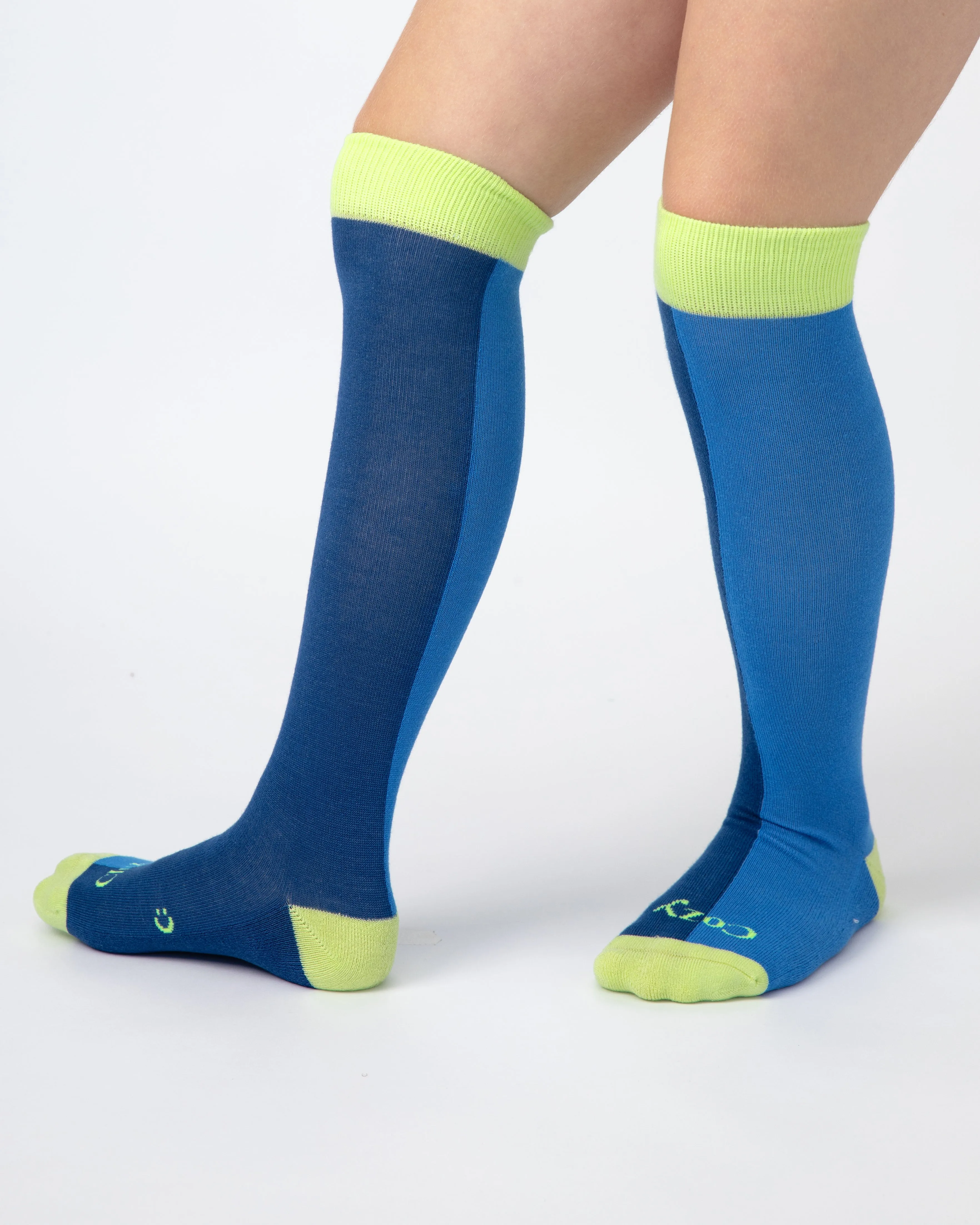 Everyday Knee-High Seamless Feel Socks 4 Pack (Kids) - White/Marine Blue