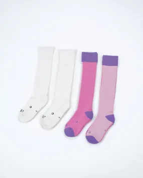 Everyday Knee-High Seamless Feel Socks 4 Pack (Kids) - White/Sugar Pink