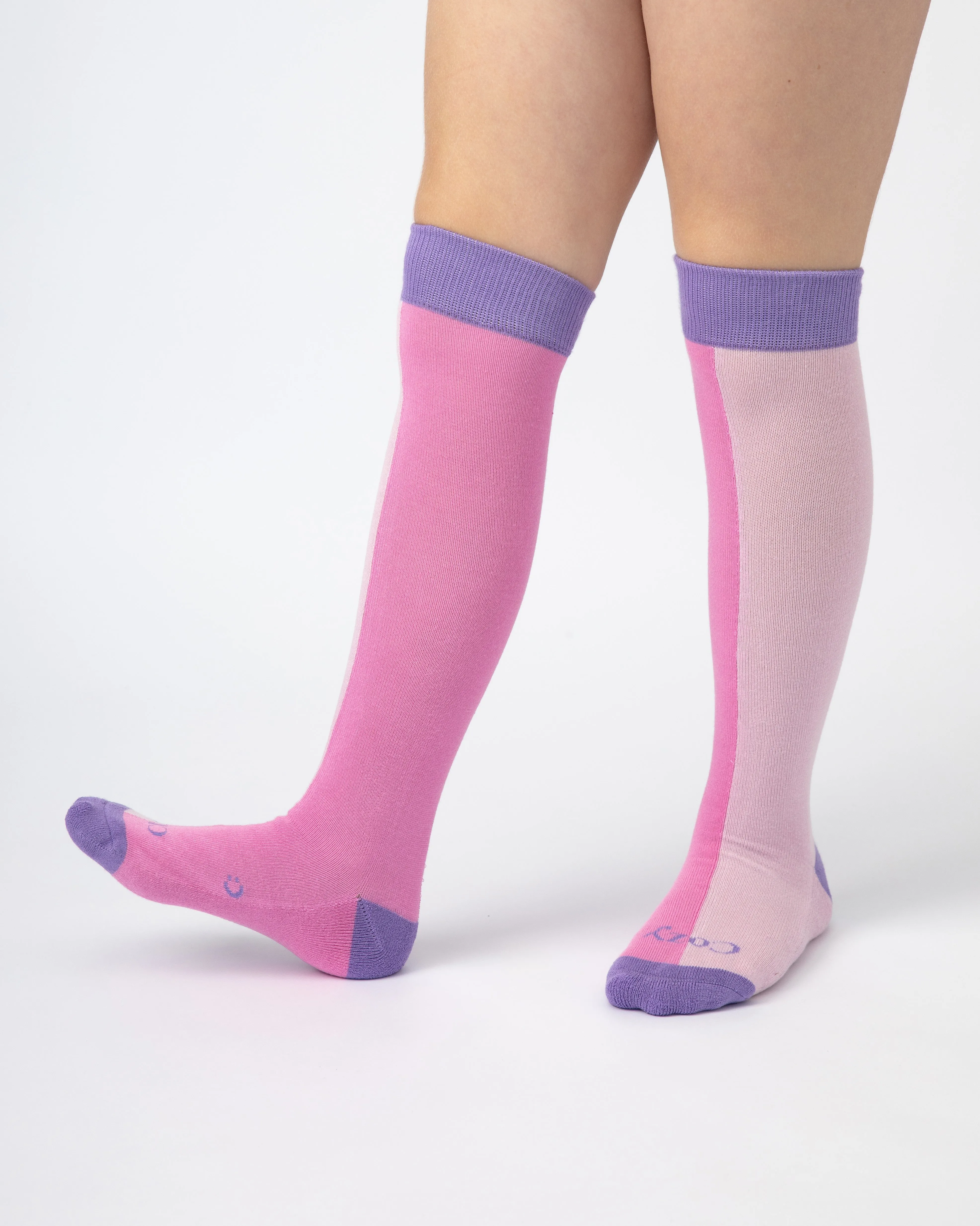 Everyday Knee-High Seamless Feel Socks 4 Pack (Kids) - White/Sugar Pink