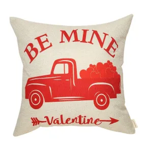 Farmhouse Valentine's Day Sign Be Mine Vintage Red Truck Lover Gift Cotton Linen Home Decorative Throw Pillow Case Cushion Cover