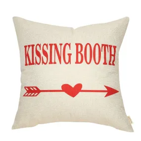 Farmhouse Valentine's Day Sign Kissing Booth Lover Cotton Linen Home Decorative Throw Pillow Case Cushion Cover with Words for S