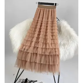 Feather High Waisted Tulle Skirt