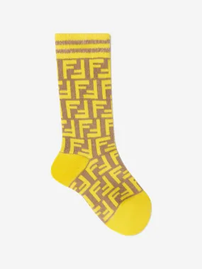 Fendi Kids - Kids FF Logo Socks Set (2 Pairs) in Yellow | Childsplay Clothing