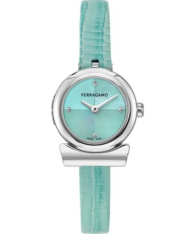 Ferragamo Women's Swiss Blue Leather Strap Watch 23mm