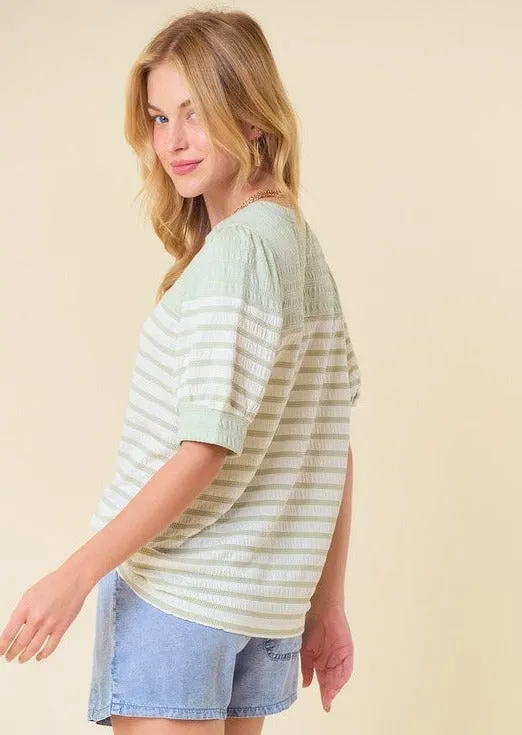 FINAL SALE - Striped Puff Sleeve Top - 2 Colors!