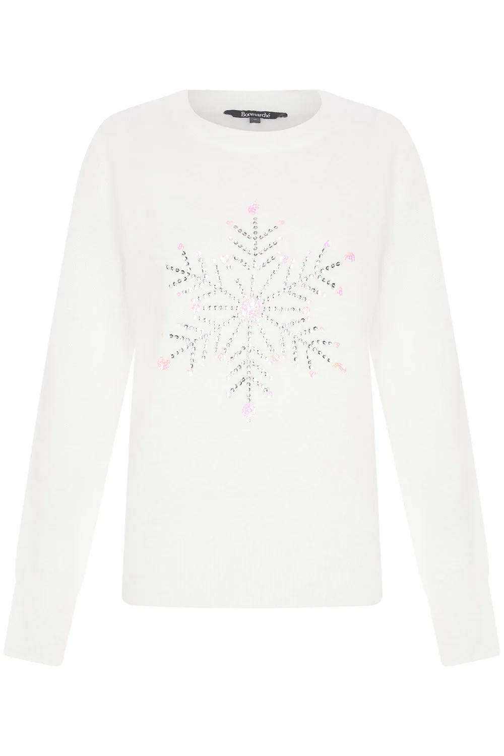 Fluffy Sequin Snowflake Jumper