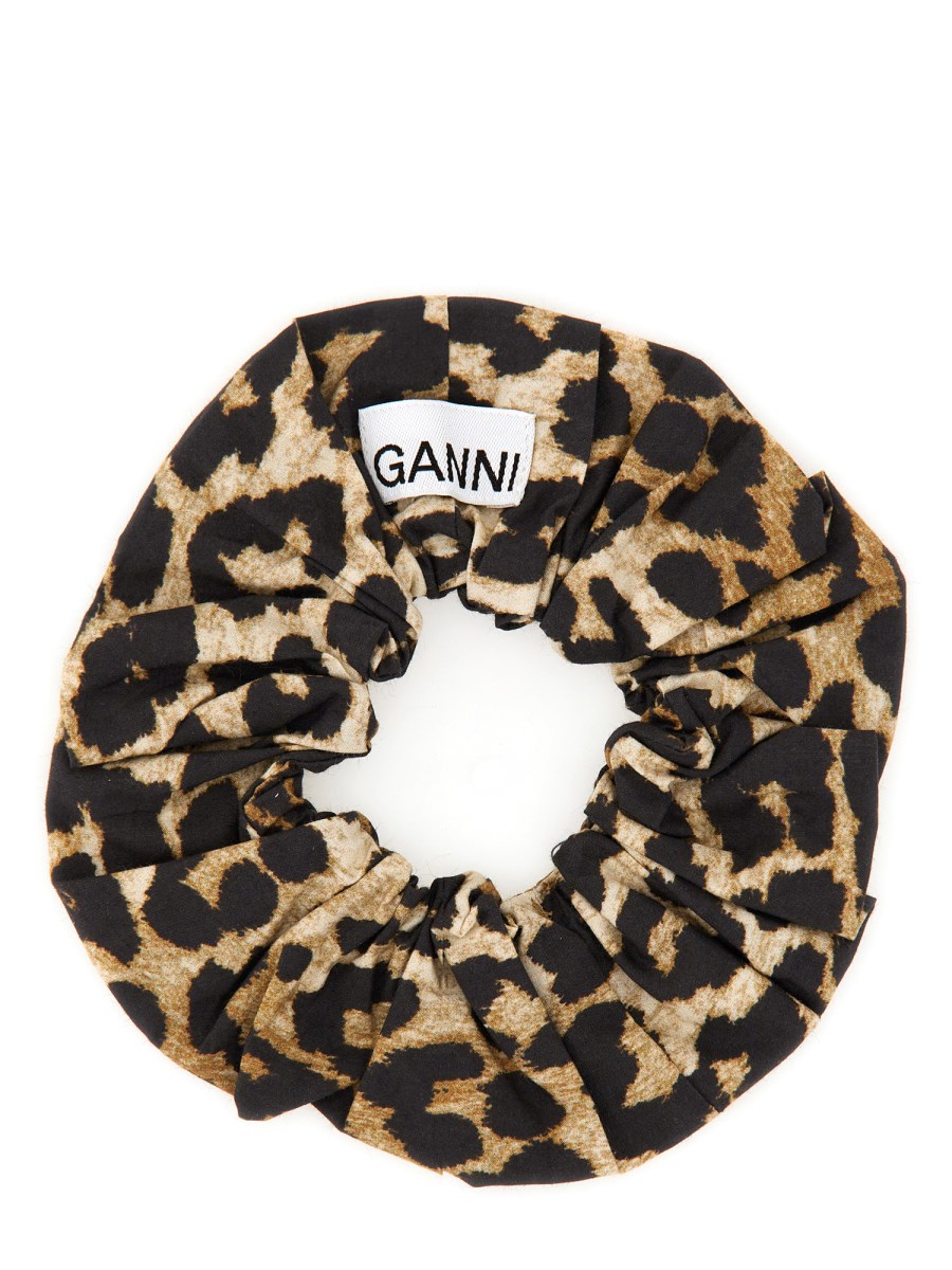 GANNI    COTTON SCRUNCHIE WITH PRINT