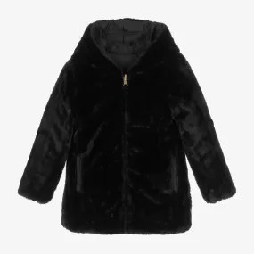 Girls Black Reversible Puffer Coat