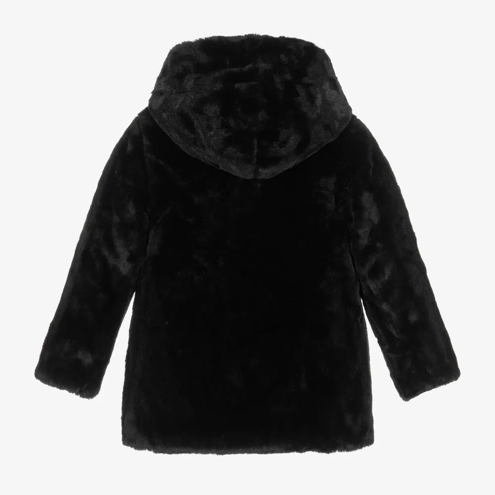 Girls Black Reversible Puffer Coat