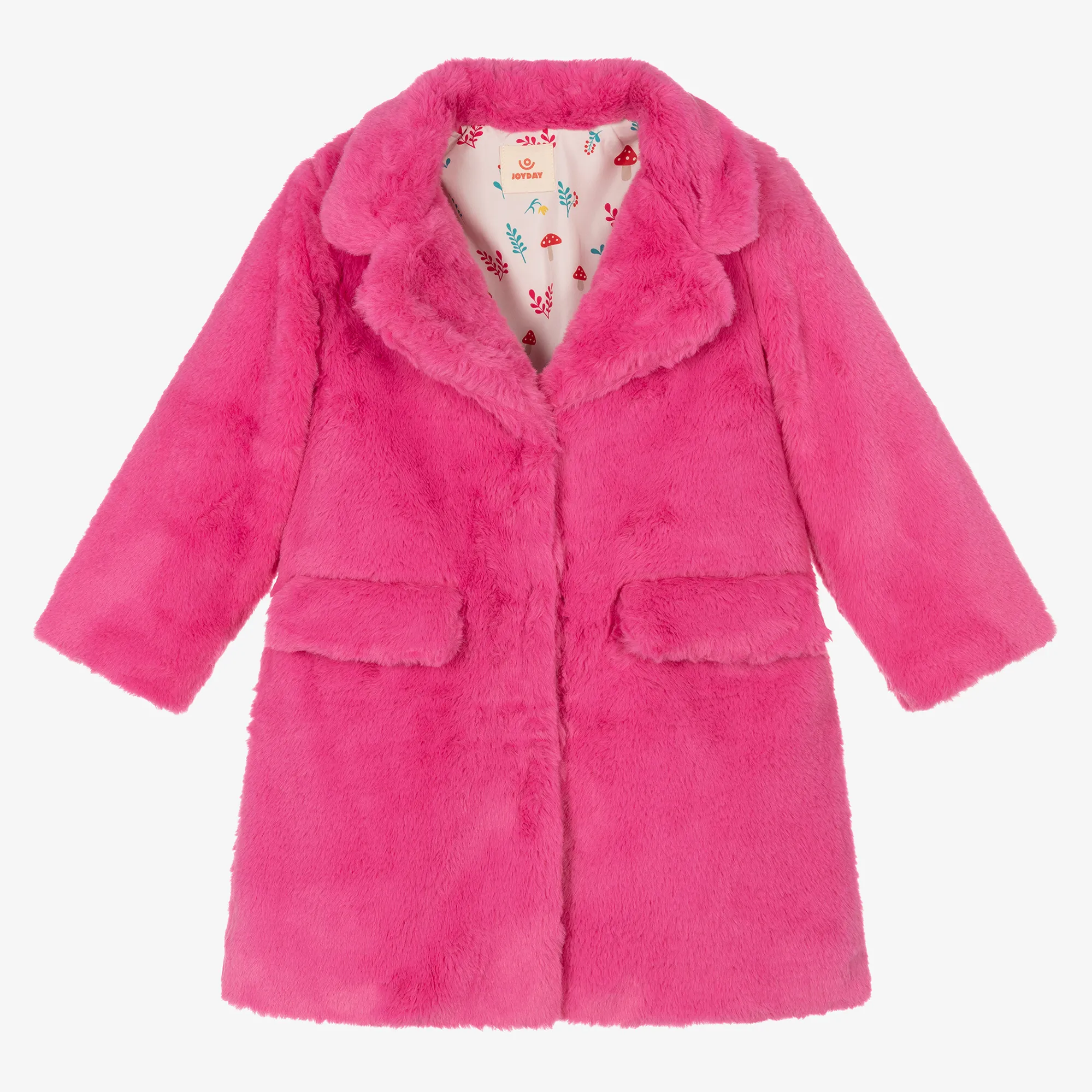 Girls Pink Faux Fur Coat