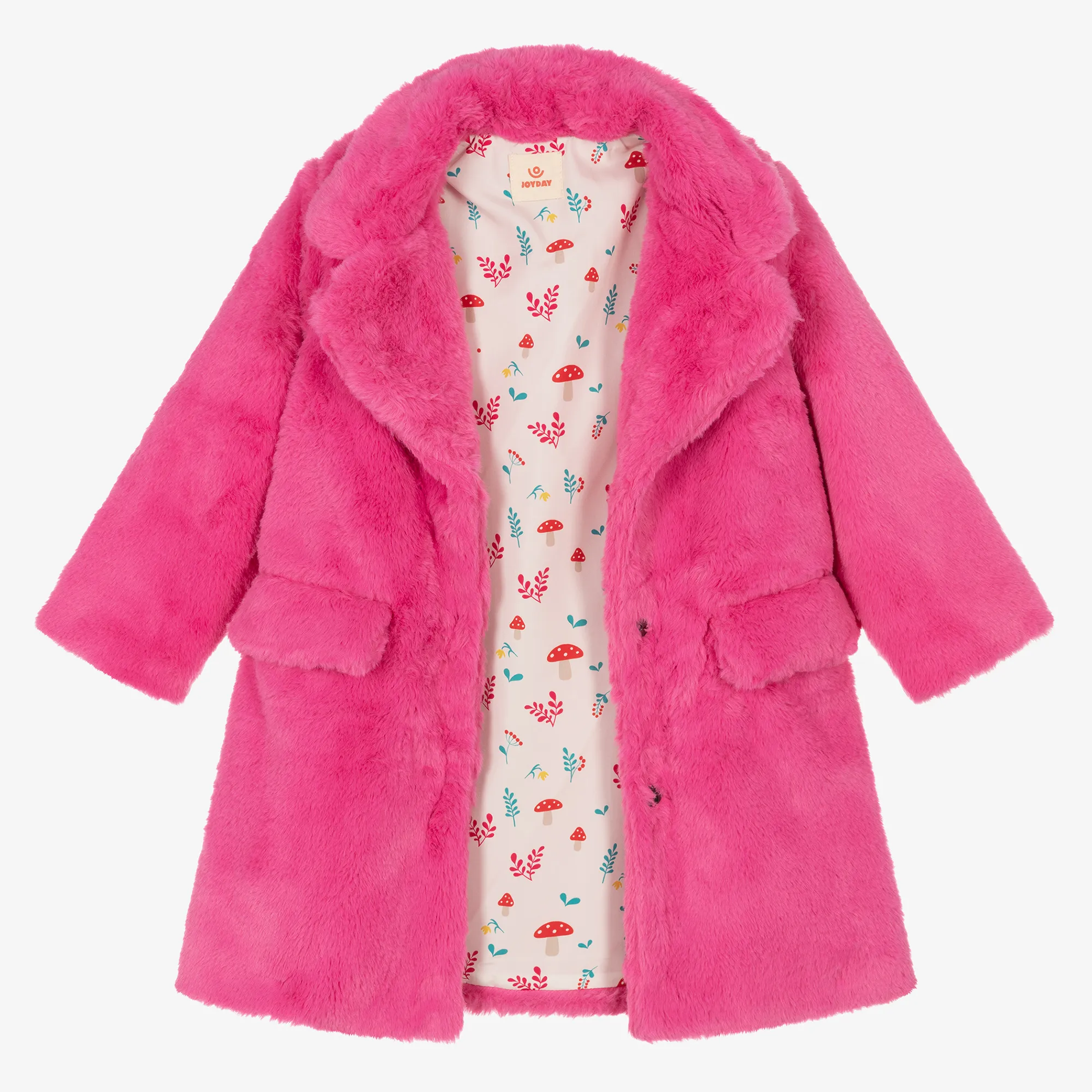 Girls Pink Faux Fur Coat