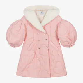 Girls Pink Hooded Quilted Coat