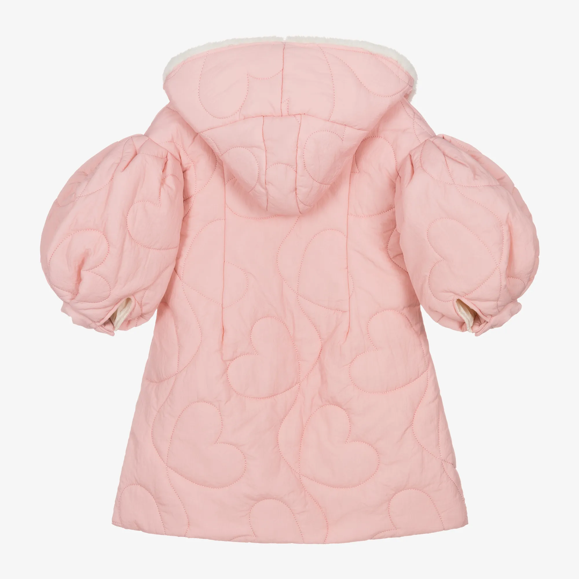 Girls Pink Hooded Quilted Coat