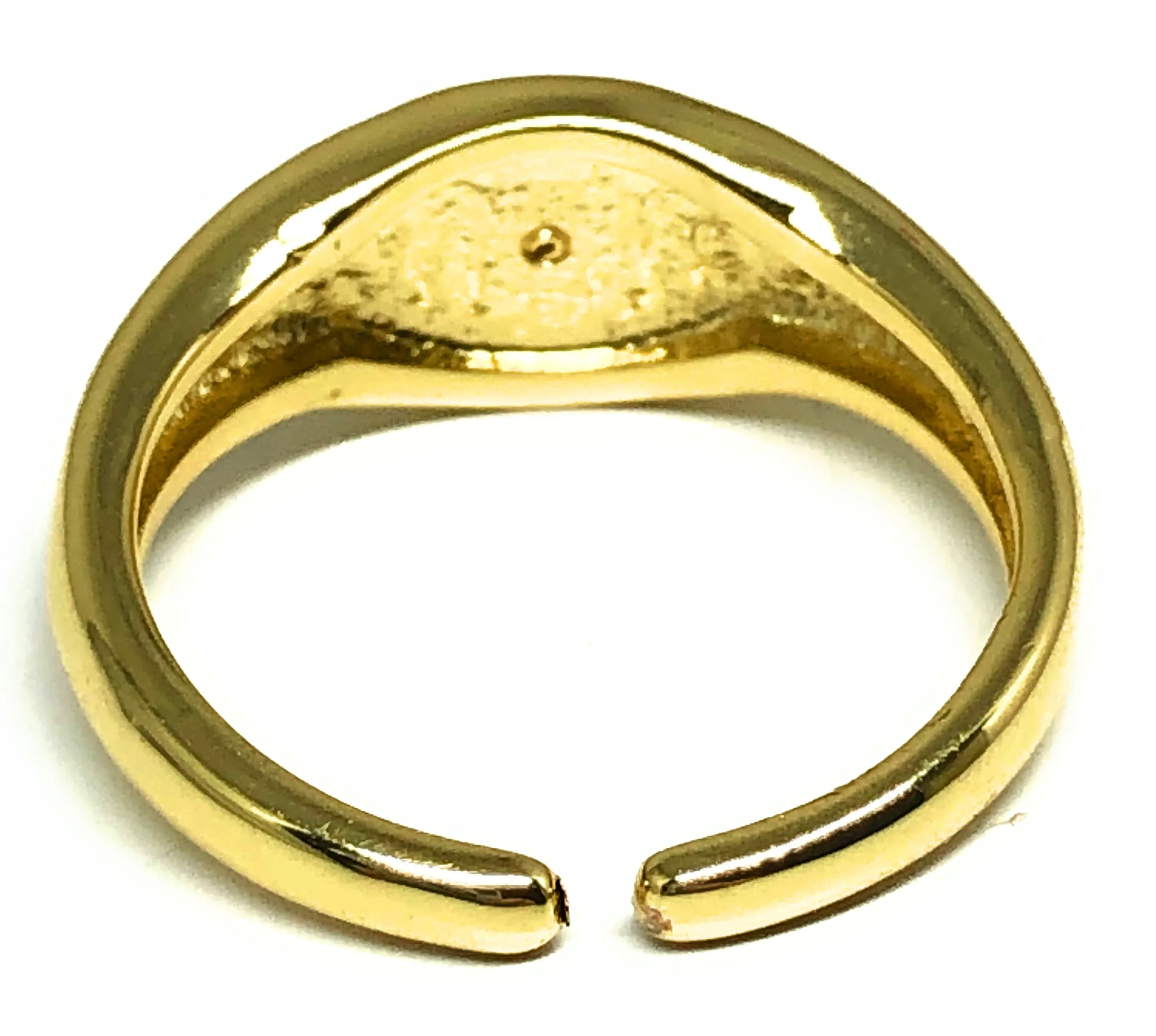 Gold Plated Classic Signet CZ Adjustable Ring Anillo