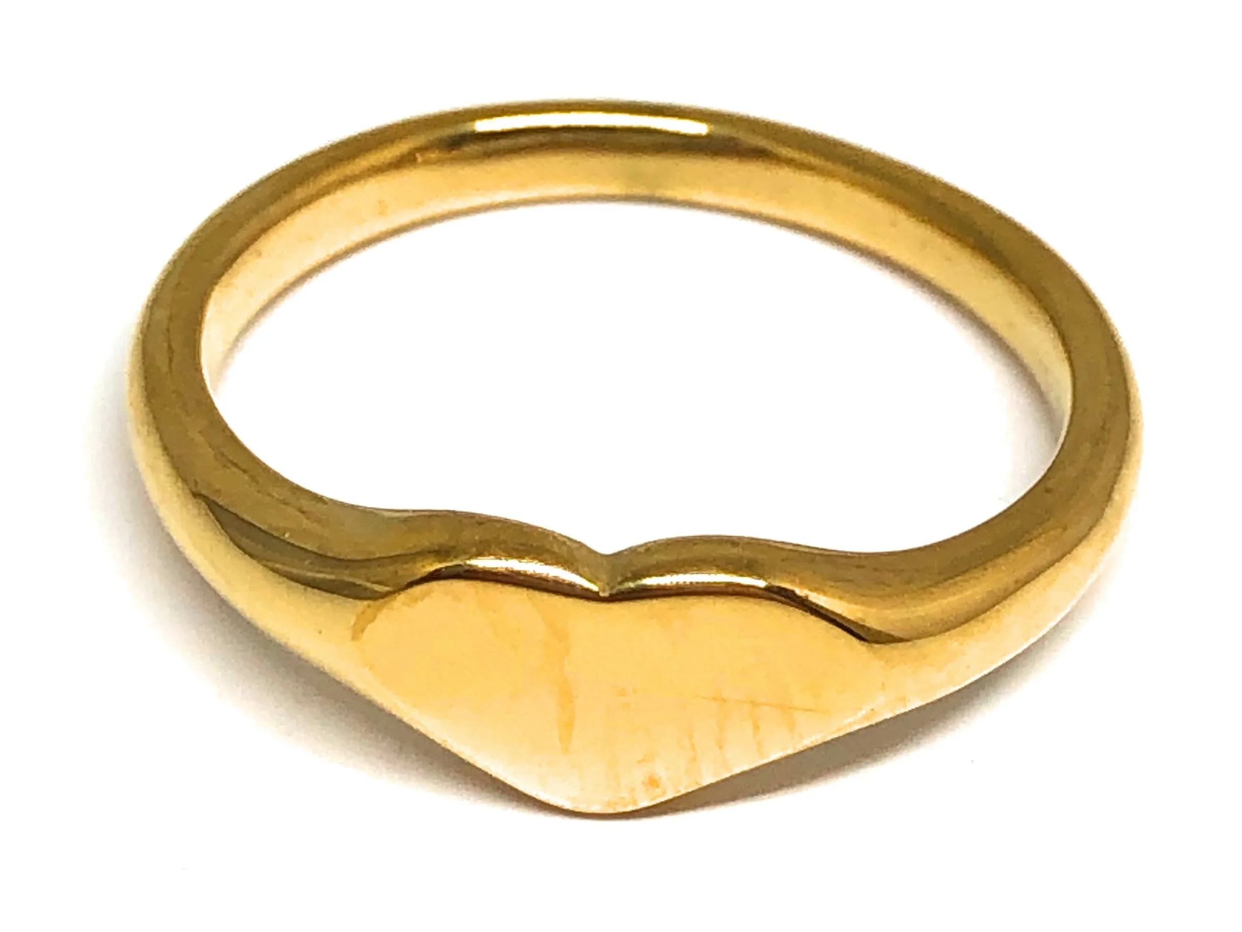 Gold Plated Classic Signet Heart Ring Anillo