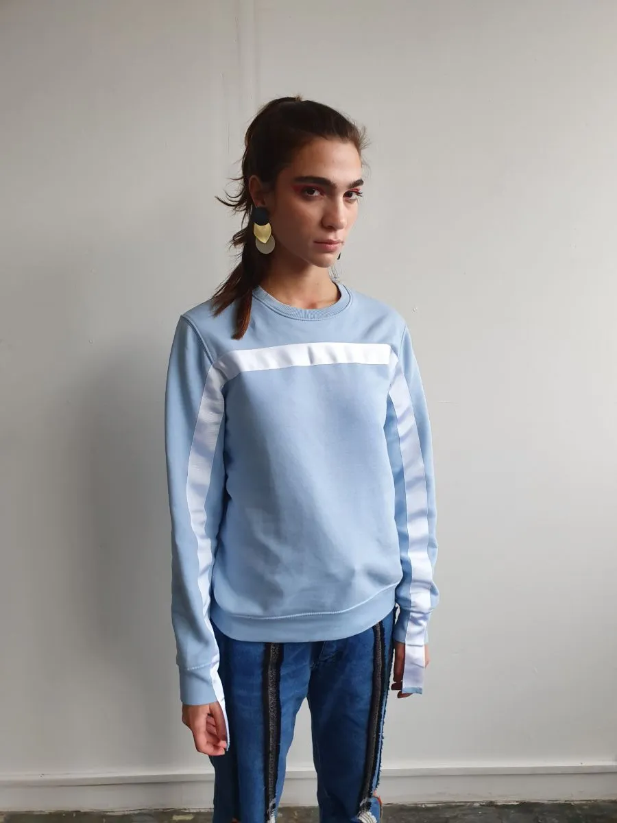 GOTs Certified Organic Cotton Blue Jumper With White Stripe