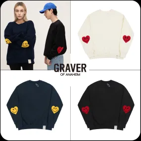 GRAVER  |[GRAVER]★ELBOW BOOKLE EMBROIDERY HEART SMILE SWEATSHIRT