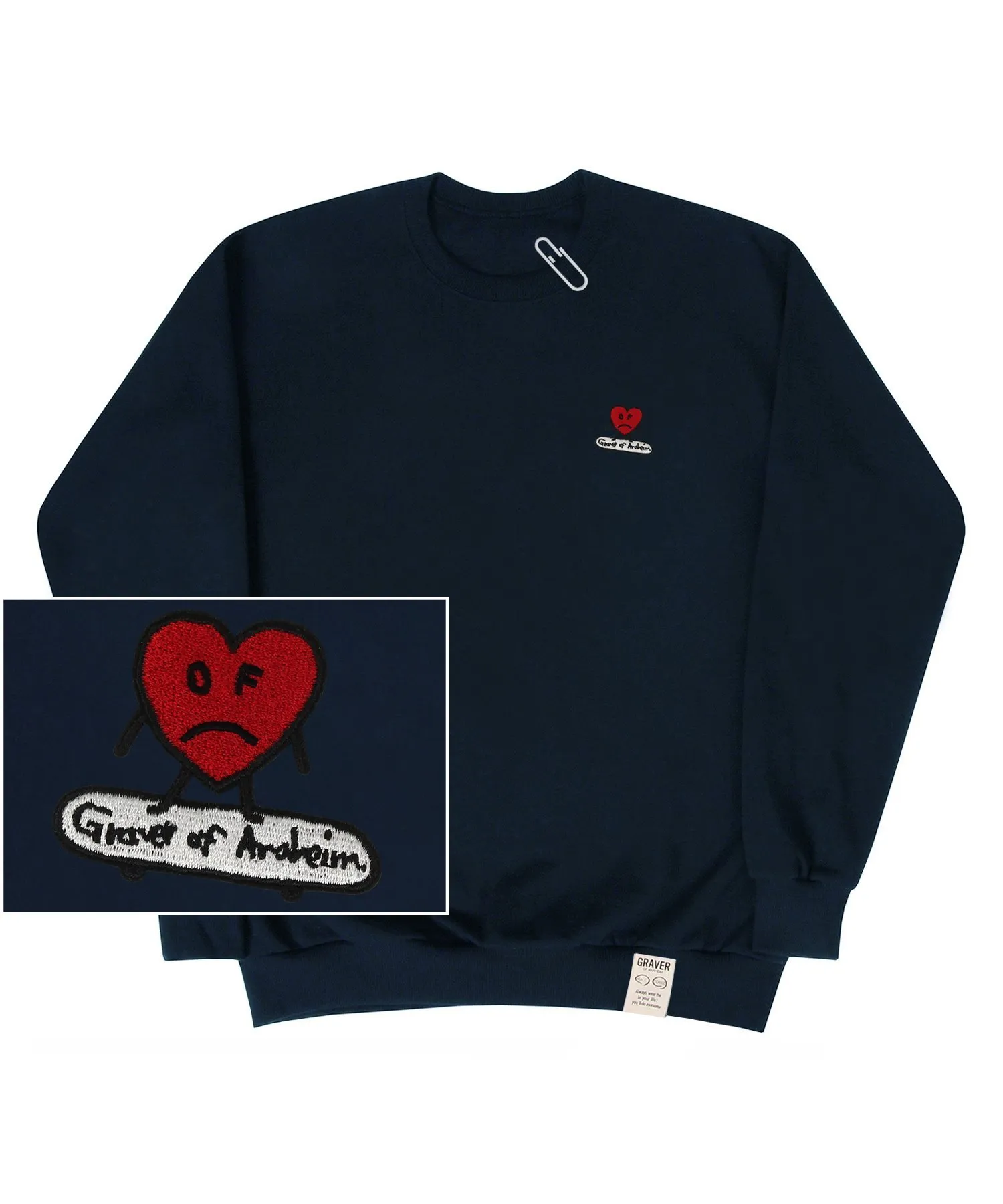 GRAVER  |[GRAVER]★HEART BOARD EMBROIDERY SWEATSHIRT